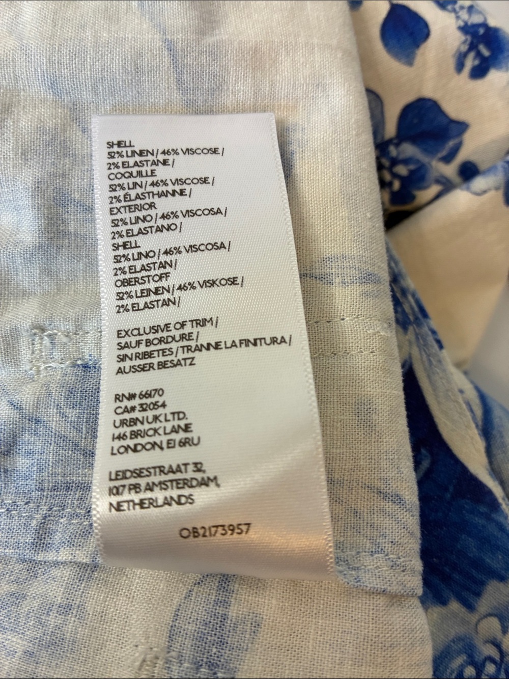 Maeve Colette Linen Wide Leg Cropped Pants Blue Floral Toile Anthropologie 27 - Picture 9 of 10